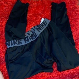 Nike Kids Black Leggings with Gray Waistband